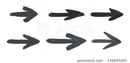 hand drawn watercolor arrow black on a white background 136695093