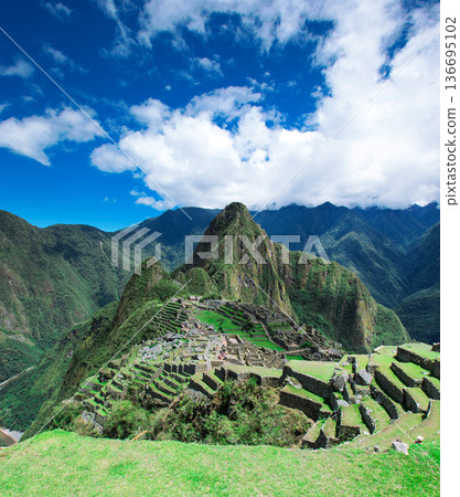Machu Picchu, a UNESCO World Heritage Site. Mountain panorama Machu Picchu, a UNESCO World Heritage Site. Mountain panorama 136695102