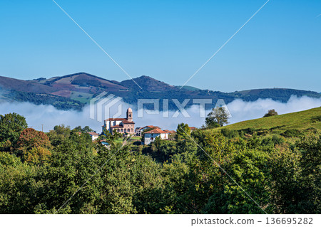 Mirador de Ziga or Mirador de Baztan. Viewpoint over Basque village of Ziga, Baztan Valley, Navarre in Spain Mirador de Ziga or Mirador de Baztan. Viewpoint over Basque village of Ziga, Baztan Valley, Navarre in Spain 136695282