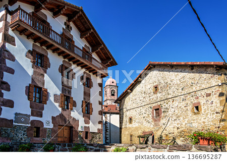 Cityscape of the Basque village of Ziga, Baztan Valley, Navarre in Spain Cityscape of the Basque village of Ziga, Baztan Valley, Navarre in Spain 136695287