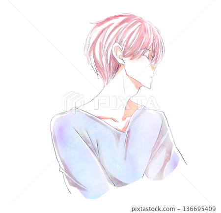 閉著眼睛的男子，側臉 136695409