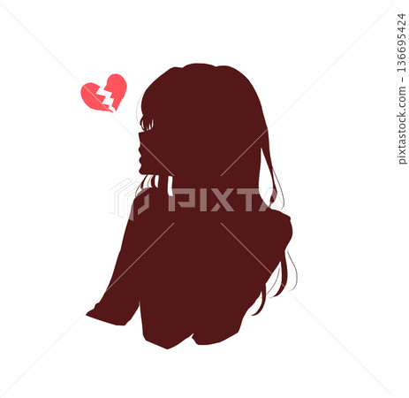 Woman profile broken heart silhouette 136695424