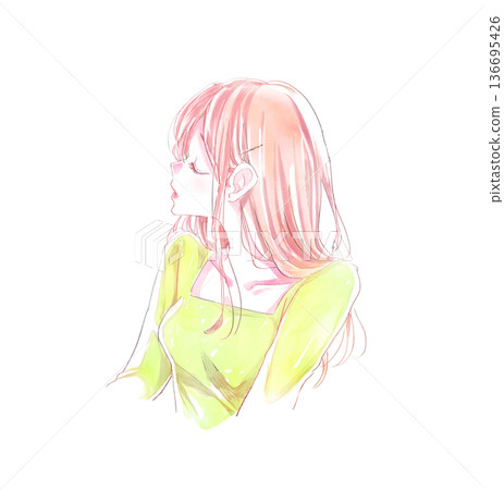 Woman with eyes closed, profile Woman with eyes closed, profile 136695426