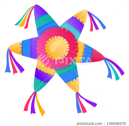 Star shape pinata. Cartoon birthday party decoration Star shape pinata. Cartoon birthday party decoration 136696076