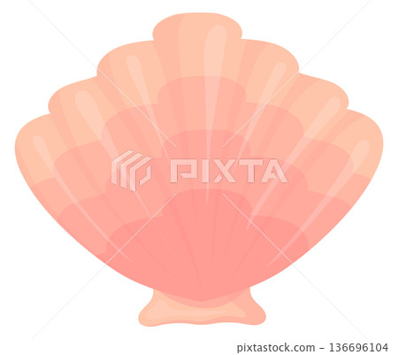 Scallop shell cartoon icon. Pink clam seashell 136696104