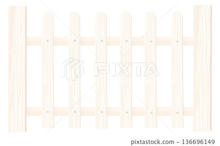 Rustic plank fence. White wood picket palisade Rustic plank fence. White wood picket palisade 136696149