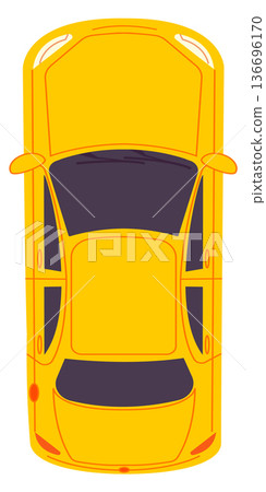 Urban car top view. Yellow sedan cartoon icon 136696170