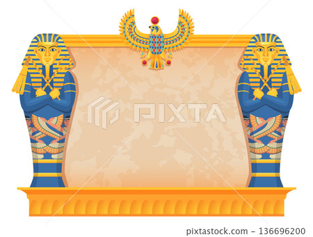 Egyptian tomb game background. Ancient mythology frame 136696200