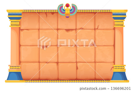 Stone tile game play field in cartoon ancient egyptian style Stone tile game play field in cartoon ancient egyptian style 136696201