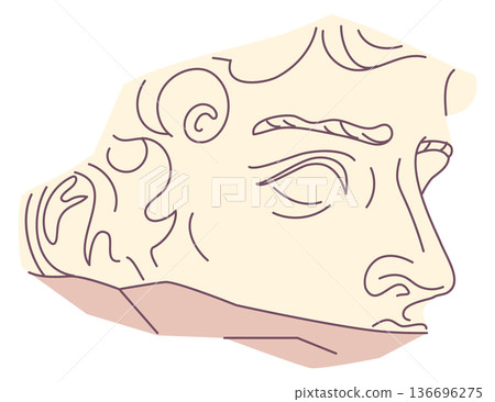 Stone head piece. Apollo statue broken face Stone head piece. Apollo statue broken face 136696275