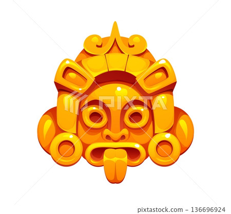 Aztec ethnic golden mask computer game icon. Game item or accessory, Aztec Mexican tribal culture isolated vector object. Fantasy RPG game Peruvian Inca or Maya mask history icon or object asset Aztec ethnic golden mask computer game icon. Game item or accessory, Aztec Mexican tribal culture isolated vector object. Fantasy RPG game Peruvian Inca or Maya mask history icon or object asset 136696924