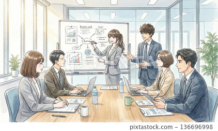 在會議室開會的商務人士 在會議室開會的商務人士 136696998