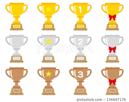 簡易獎盃圖示插圖素材集 136697176