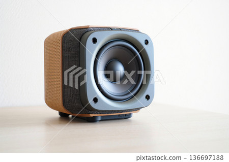 flash drive on wooden table 136697188