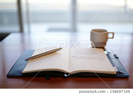 notebooks, pencil, notebook and pen on desk 136697189