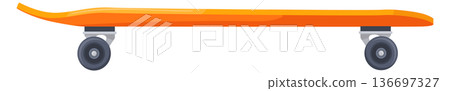 Skateboard side view. Street activity sport equipment Skateboard side view. Street activity sport equipment 136697327
