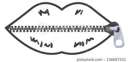 Zipped lips symbol. Sealed mouth line icon Zipped lips symbol. Sealed mouth line icon 136697332