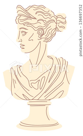 Roman female bust stone woman sketch icon Roman female bust stone woman sketch icon 136697352