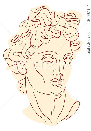 Classic human head statue portrait sketch icon Classic human head statue portrait sketch icon 136697364
