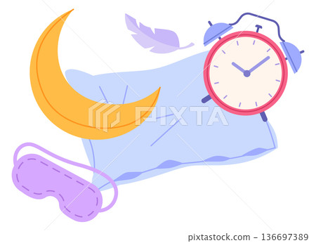 Healthy sleep color icon. Wellness relaxation tools Healthy sleep color icon. Wellness relaxation tools 136697389