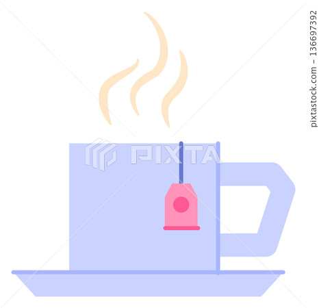 Hot tea cup. Herbal healthy drink color icon Hot tea cup. Herbal healthy drink color icon 136697392