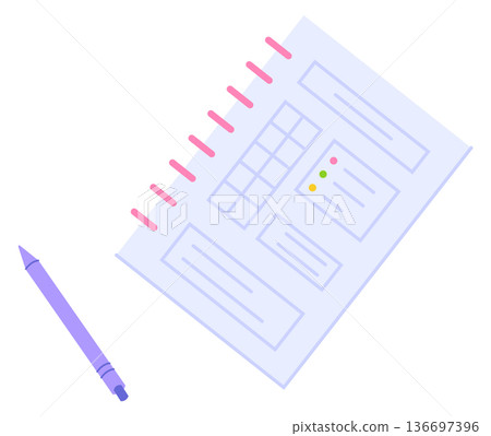 Life planning icon. Time management paper sheet drawing 136697396