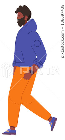 Urban color character. Black man walking outdoor Urban color character. Black man walking outdoor 136697438