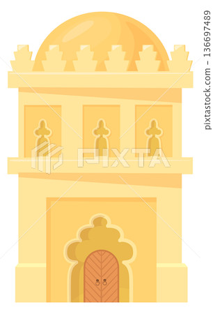 Arabic architectural element. Stone building in traditional eastern style Arabic architectural element. Stone building in traditional eastern style 136697489
