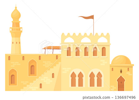 Old stone castle in middle east traditional architecture style Old stone castle in middle east traditional architecture style 136697496