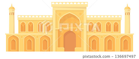 Traditional eastern architecture landmark. Ancient stone building Traditional eastern architecture landmark. Ancient stone building 136697497