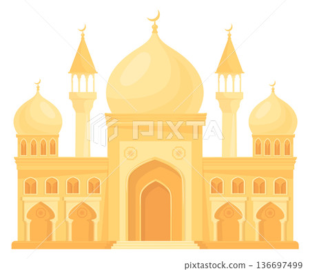 Islamic palace. Cartoon ancient eastern castle icon Islamic palace. Cartoon ancient eastern castle icon 136697499