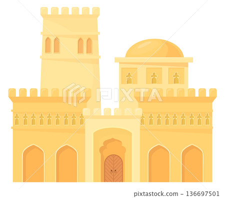 Ancient eastern stone building. Traditional islamic architecture Ancient eastern stone building. Traditional islamic architecture 136697501