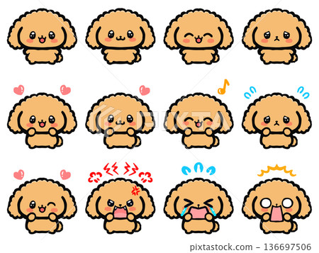 Cute toy poodle doodle illustration set 2 Cute toy poodle doodle illustration set 2 136697506