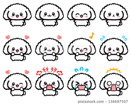 Cute toy poodle doodle illustration set 3 Cute toy poodle doodle illustration set 3 136697507