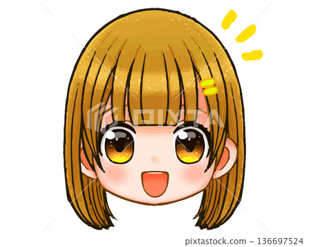 長髮女孩Q版人物動漫頭像插畫素材 長髮女孩Q版人物動漫頭像插畫素材 136697524