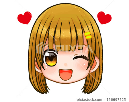 長髮女孩Q版人物動漫臉部圖示插畫素材2 長髮女孩Q版人物動漫臉部圖示插畫素材2 136697525