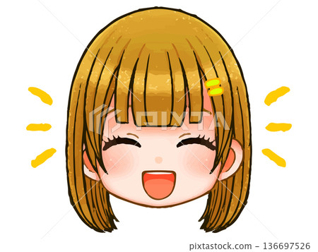 長髮女孩Q版人物動漫臉部圖示插畫素材3 長髮女孩Q版人物動漫臉部圖示插畫素材3 136697526