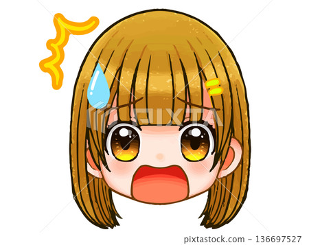 長髮女孩Q版人物動漫臉部圖示插畫素材 4 長髮女孩Q版人物動漫臉部圖示插畫素材 4 136697527
