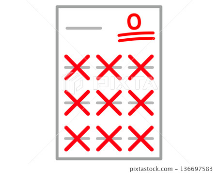 Illustration material of a test answer sheet with 0 points Illustration material of a test answer sheet with 0 points 136697583