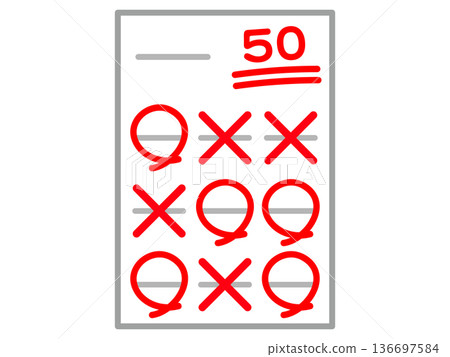 Illustration material of a test answer sheet with 50 points Illustration material of a test answer sheet with 50 points 136697584