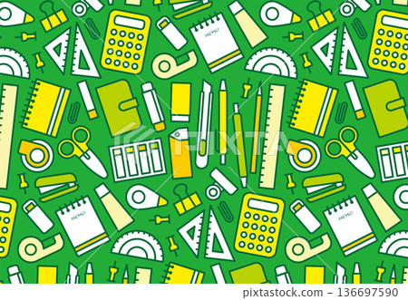 簡潔可愛的文具無縫圖案向量圖 簡潔可愛的文具無縫圖案向量圖 136697590