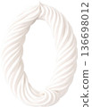 White cream swirls form the number zero digit 136698012