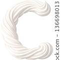 White creamy letter C formed with a twisted frosting swirl 136698013