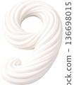 White frosting number 9 with creamy swirl texture 136698015