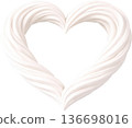 White heart shape made of swirling creamy material 136698016