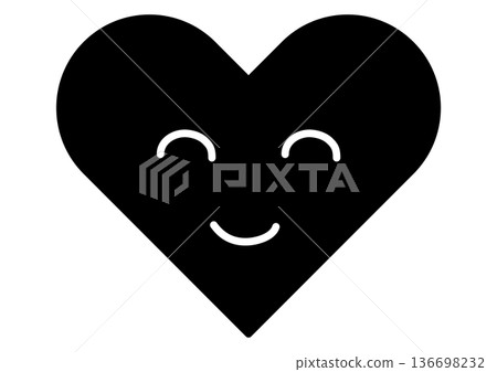 Smiling heart symbol - Black icon for SNS and messages - Love and joy Smiling heart symbol - Black icon for SNS and messages - Love and joy 136698232