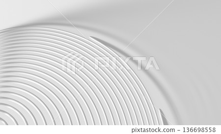 Abstract minimal composition featuring white spiral, 3d 136698558