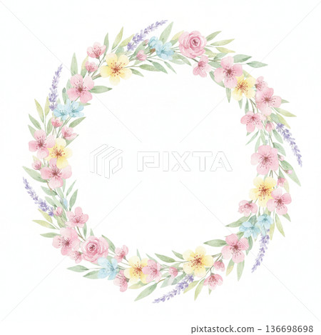 白色背景,柔和色彩的植物圖案。 白色背景,柔和色彩的植物圖案。 136698698