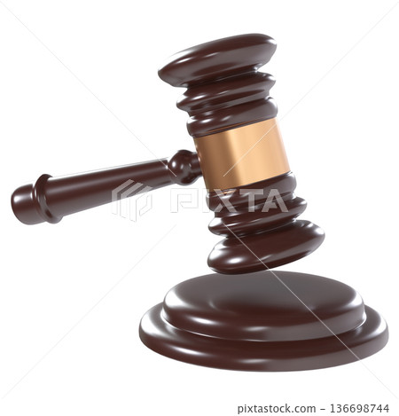 3D rendered illustration of a courtroom gavel and sound block 3D rendered illustration of a courtroom gavel and sound block 136698744