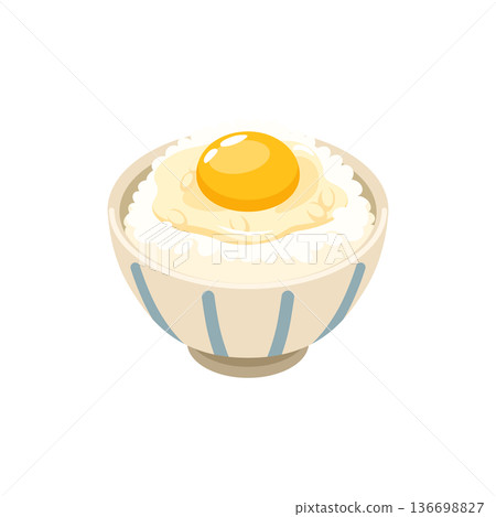 Flat illustration of rice with raw egg Flat illustration of rice with raw egg 136698827
